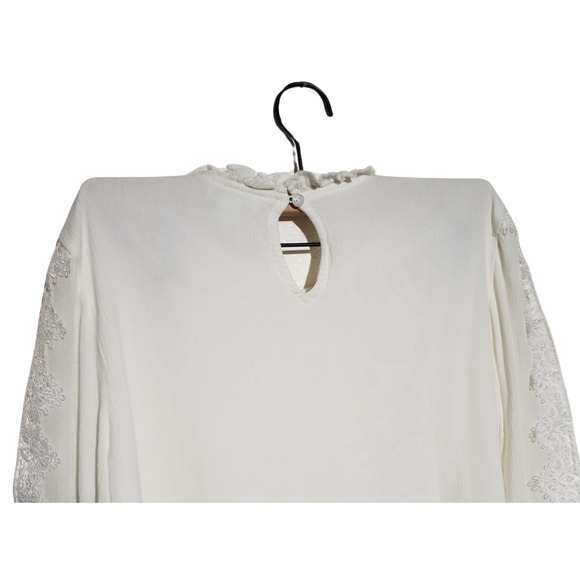 Sundance Lace Pintuck Crepe Top Ivory Cottage Prairie Festival Size XS - Picture 4 of 5